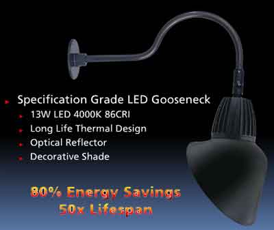 LED Gooseneck Lighting Fixtures 80% Energy Savings